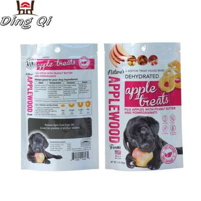 Custom printed resealable zipper dog food packaging bag with window wholesale